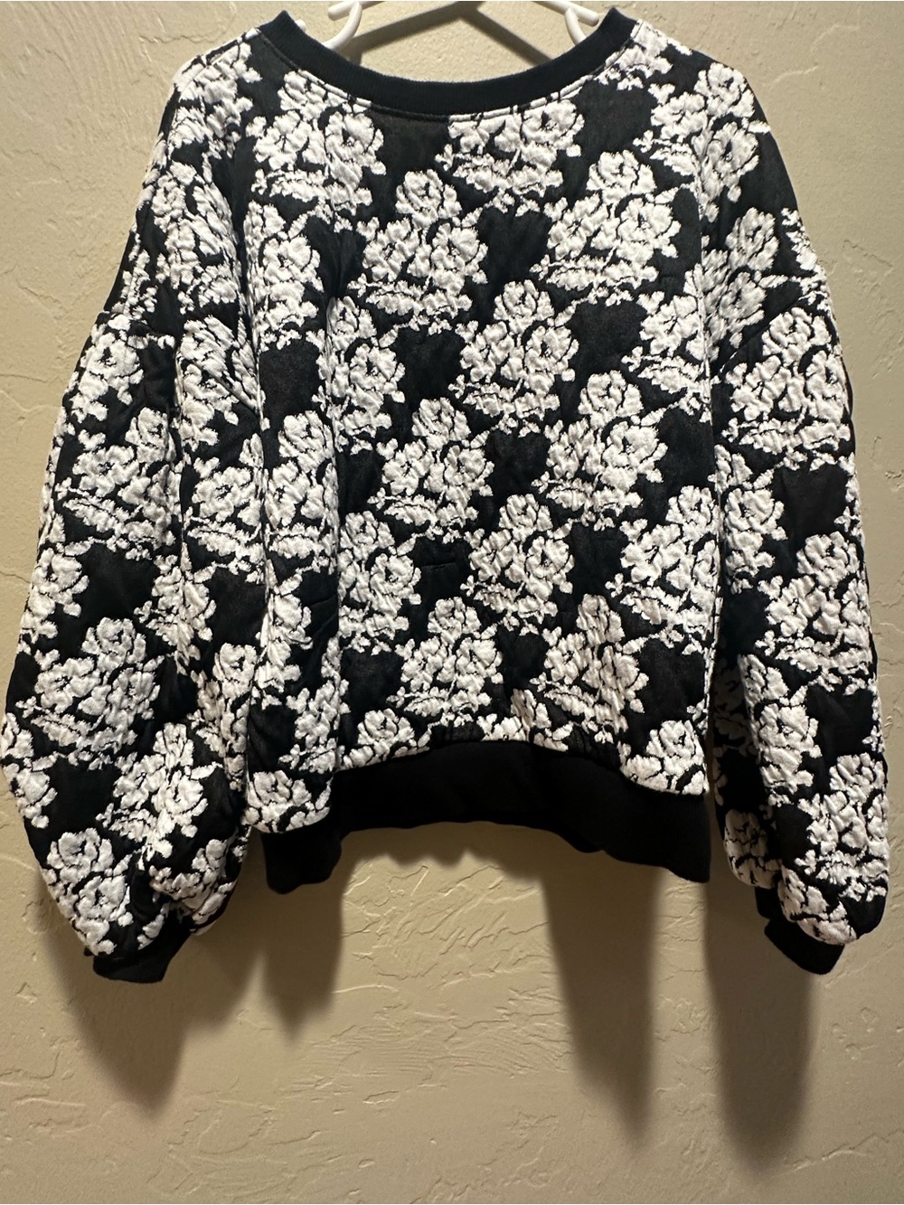 Janie and Jack Black and White Floral Quilted Sweatshirt